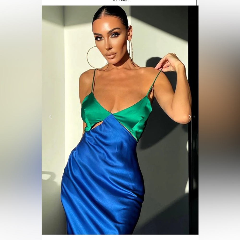 Blue Green cutout slip dress